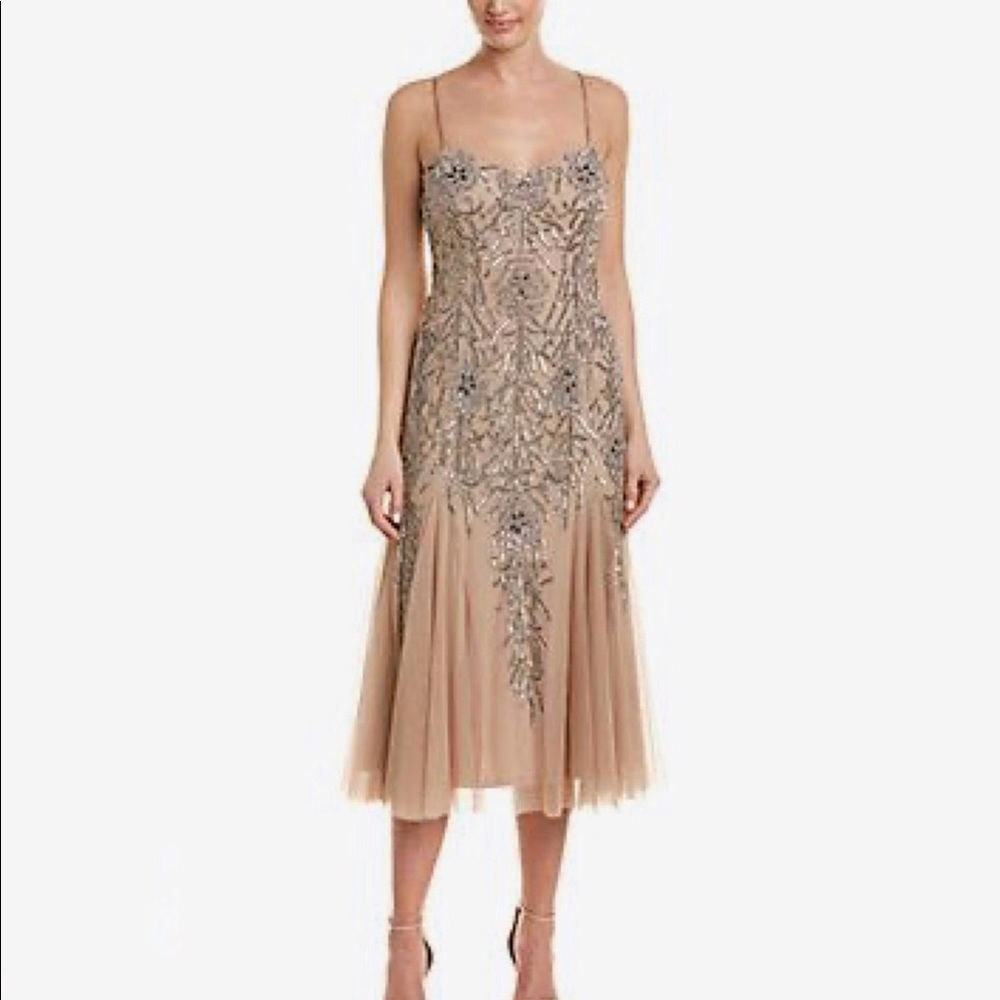 Aidan Mattox Beige Embellished Dress
